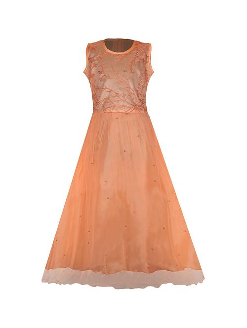 orange embroidery detailed party gown - 20622192 - Very Small Image - 1