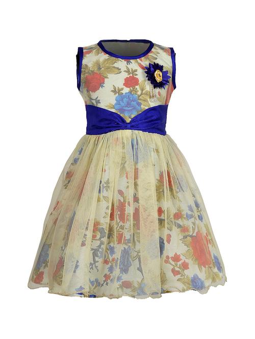 girls round neck floral printed layered frock - 20622216 - Very Small Image - 1