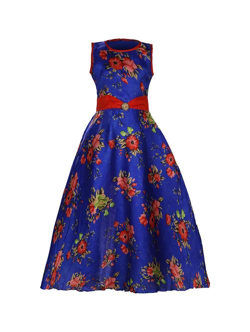 girls floral sleeveless long party gown - 20622228 - Very Small Image - 1