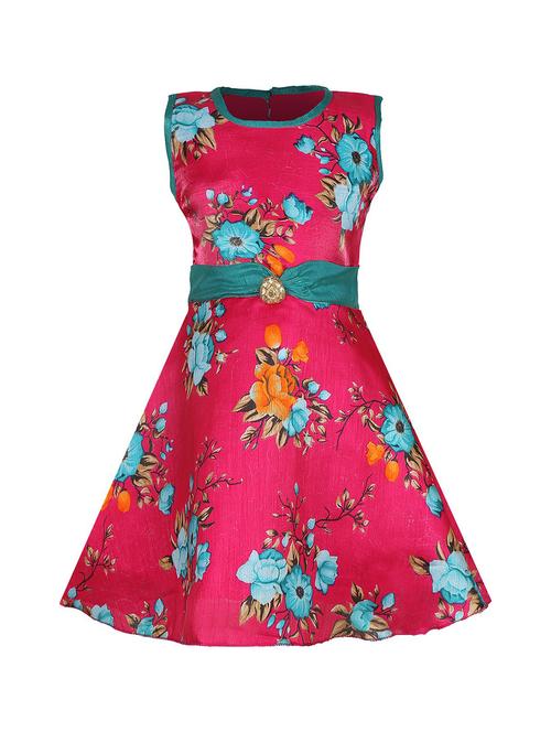 girls square neck floral printed frock - 20622236 - Very Small Image - 1