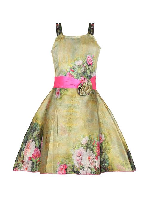 girls square neck floral printed frock - 20622244 - Very Small Image - 1
