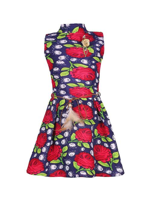 girls mock neck floral printed frock - 20622287 - Very Small Image - 1