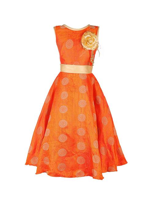 orange self design detailed party gown - 20622313 - Very Small Image - 1