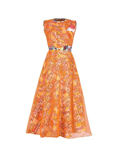 girls net round neck sleeveless long gown - 20622335 - Very Small Image - 1