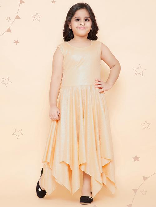 kids beige self design detailed dress - 20622351 - Very Small Image - 1