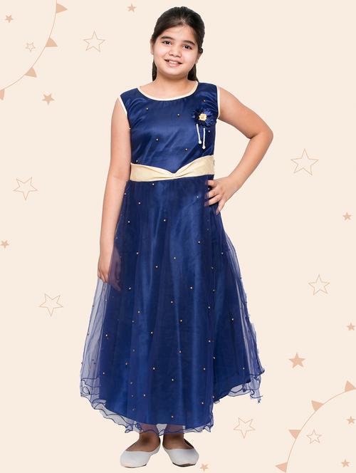 kids navy blue embellished dress - 20622355 - Very Small Image - 1