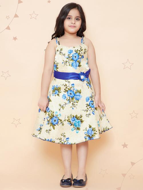 kids blue floral printed frock - 20622364 - Very Small Image - 1