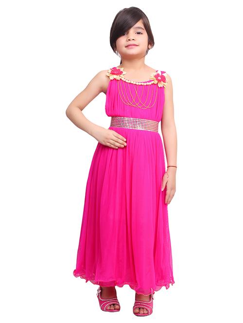 kids pink detailed embellished gown - 20622439 - Very Small Image - 1