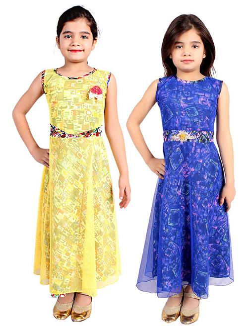 pack of 2 printed round neck sleeveless long gown - 20622491 - Very Small Image - 1