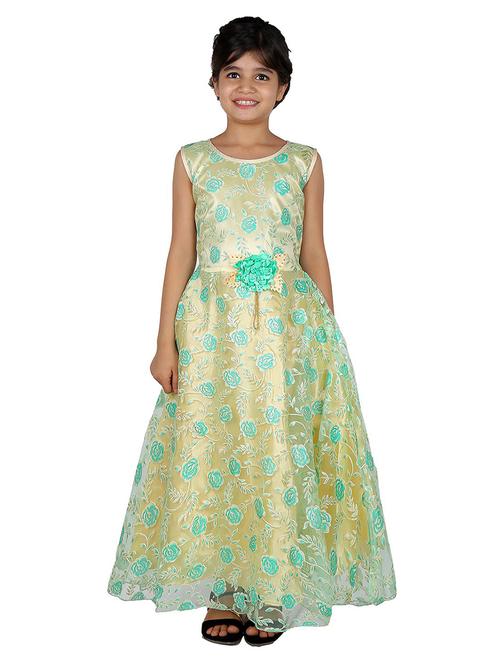 kids green self design detailed dress - 20622507 - Very Small Image - 1