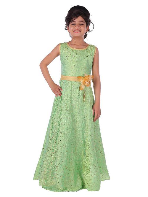 kids green self design detailed gown - 20622519 - Very Small Image - 1
