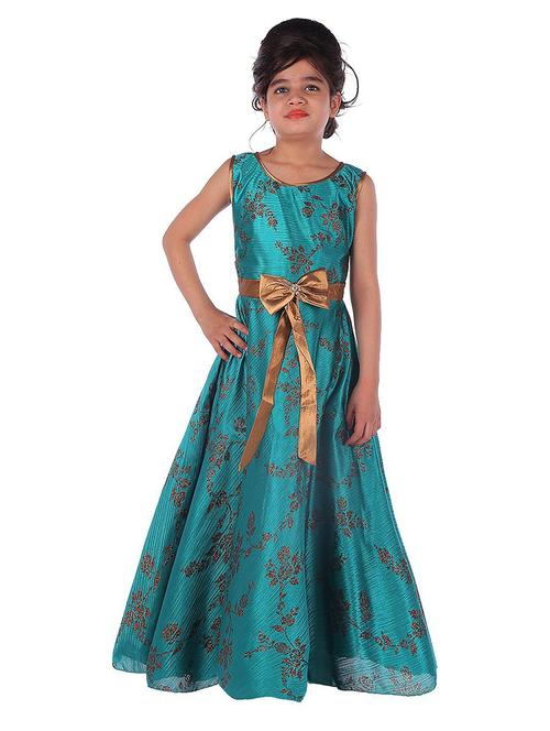 kids green self design detailed gown - 20622540 - Very Small Image - 1