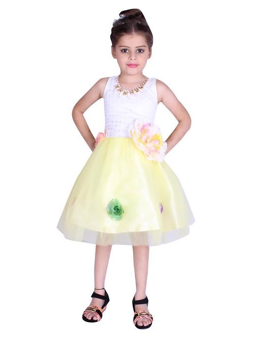 kids white self design embellished detailed frock - 20622580 - Very Small Image - 1