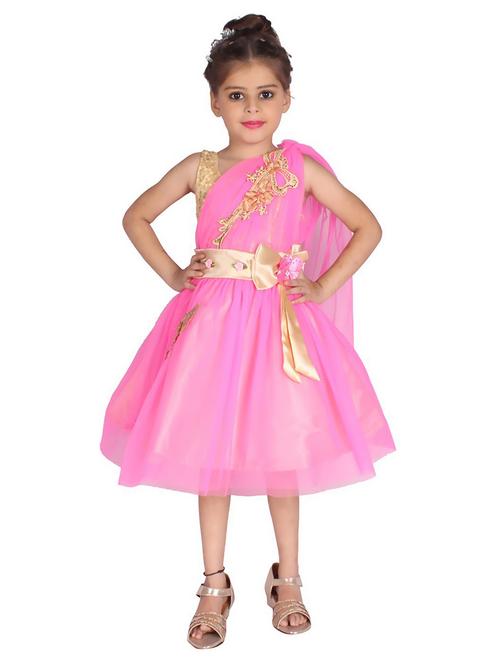 kids pink detailed frock - 20622581 - Very Small Image - 1