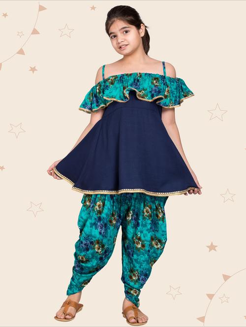 girls floral printed kurta salwar set - 20622769 - Very Small Image - 1