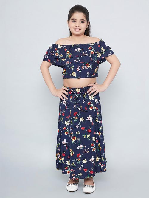 girls floral printed skirt top set - 20622799 - Very Small Image - 1