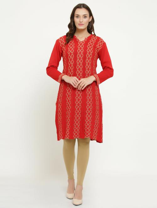 women self design woolen kurta - 20623198 - Very Small Image - 1