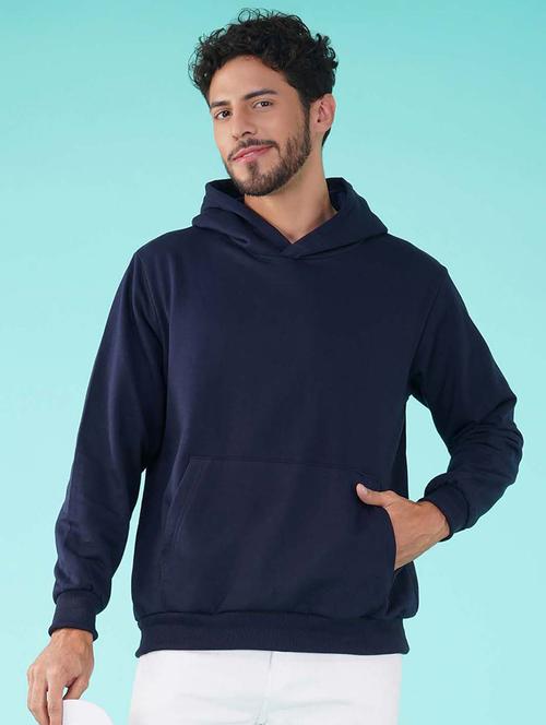 navy blue back print hooded sweatshirt - 20623633 - Very Small Image - 1