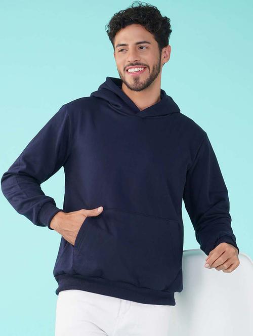 navy blue back print hooded sweatshirt - 20623641 - Very Small Image - 1