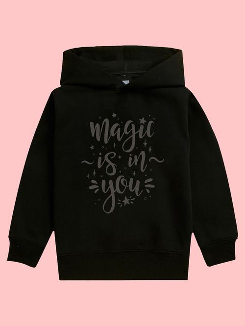 kids black typographic hooded sweatshirt - 20623700 - Very Small Image - 1