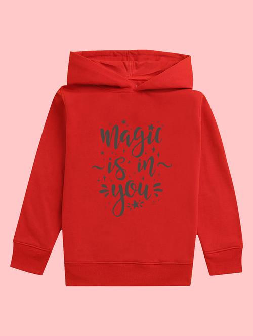 red fleece typographic hooded sweatshirt - 20623703 - Very Small Image - 1