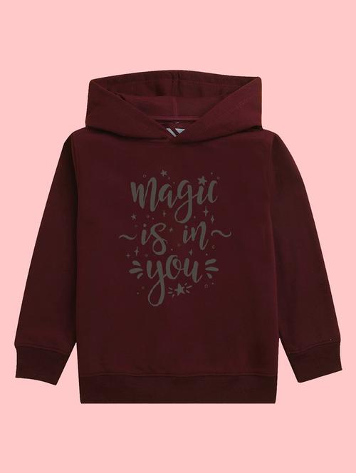 kids burgundy typographic hooded sweatshirt - 20623704 - Very Small Image - 1