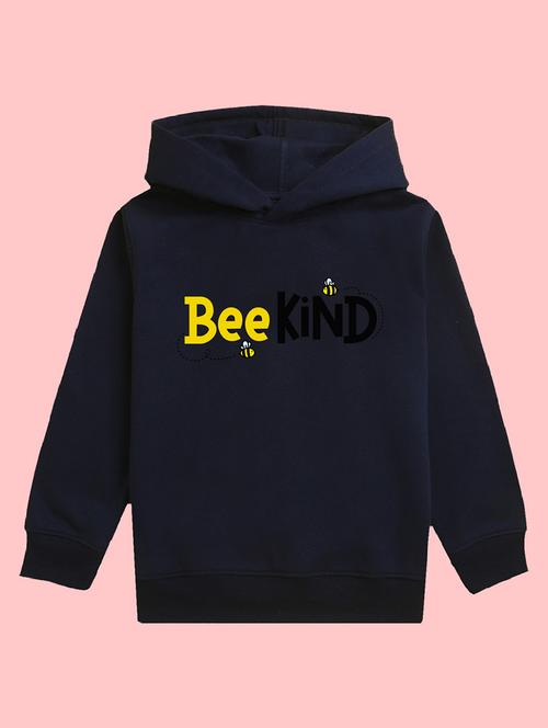 kids navy blue chest printed hooded sweatshirt - 20623716 - Very Small Image - 1