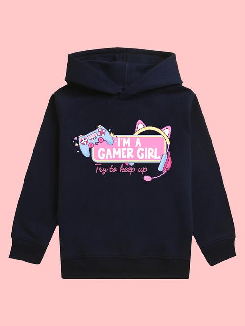 navy blue fleece graphic hooded sweatshirt - 20623736 - Very Small Image - 1