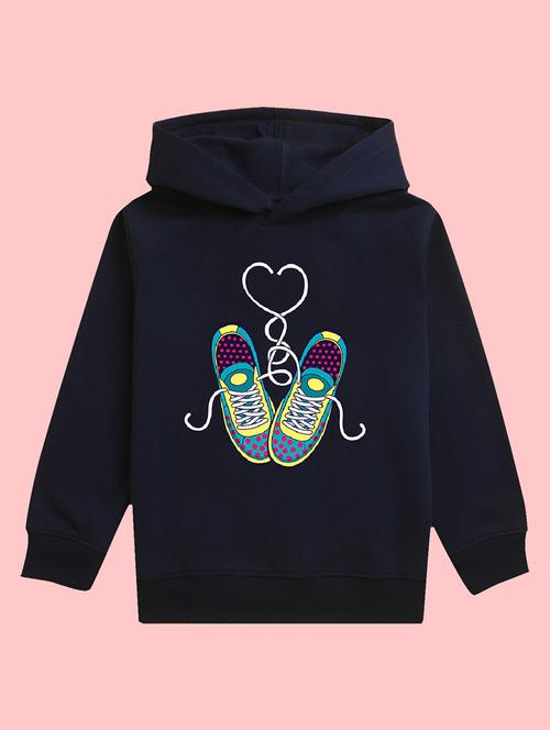 kids navy blue graphic printed hooded sweatshirt - 20623741 - Very Small Image - 1