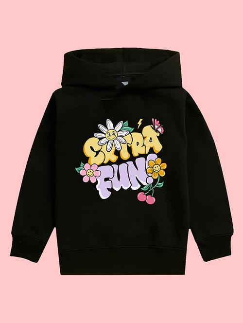 kids black graphic printed hooded sweatshirt - 20623745 - Very Small Image - 1