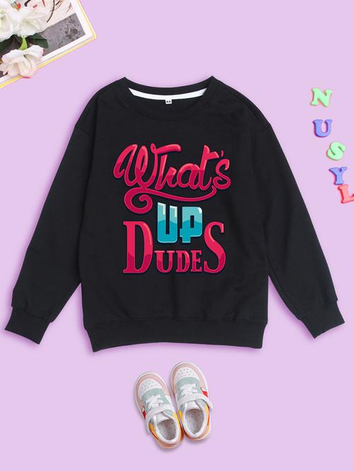 kids black graphic printed sweatshirt - 20623759 - Very Small Image - 1