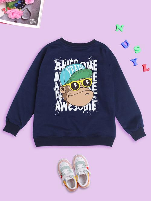 kids navy blue back graphic printed sweatshirt - 20623770 - Very Small Image - 1