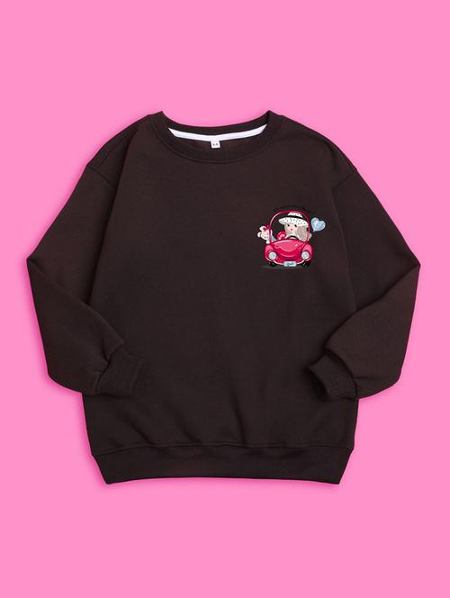 crew neck coffee brown graphic sweatshirt - 20624261 - Very Small Image - 1