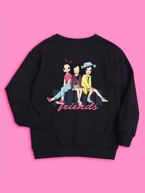 crew neck black graphic sweatshirt - 20624262 - Very Small Image - 1