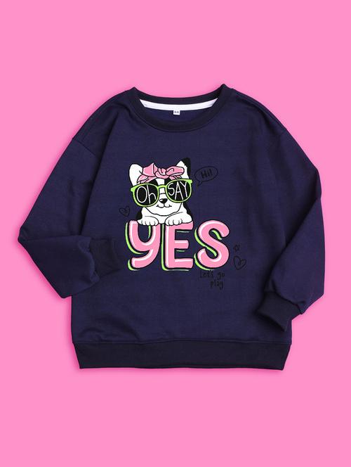 crew neck navy blue graphic sweatshirt - 20624269 - Very Small Image - 1