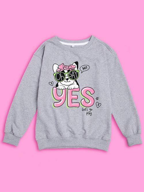 kids front print fleece pullover sweatshirt - 20624276 - Very Small Image - 1