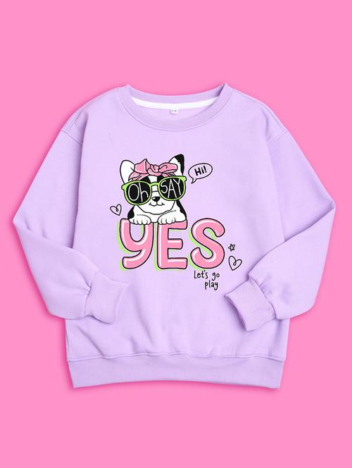 crew neck lavender graphic sweatshirt - 20624301 - Very Small Image - 1
