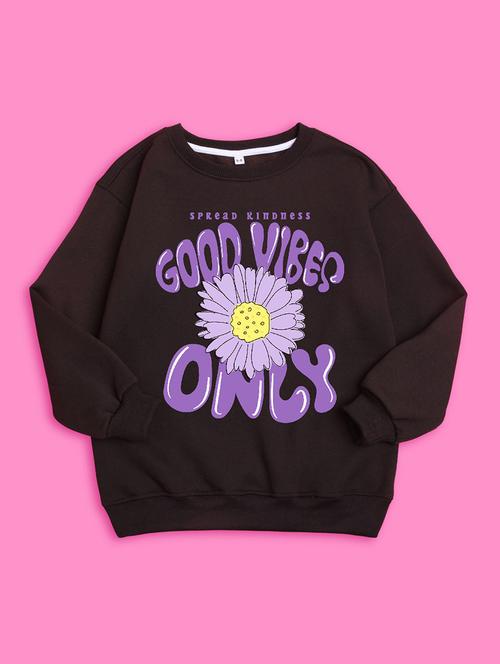 crew neck coffee brown graphic sweatshirt - 20624320 - Very Small Image - 1