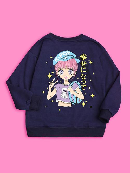 crew neck navy blue graphic sweatshirt - 20624331 - Very Small Image - 1