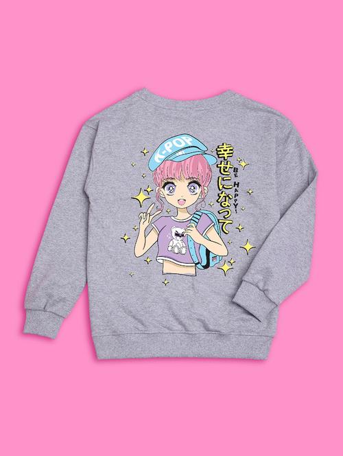 crew neck grey graphic sweatshirt - 20624340 - Very Small Image - 1