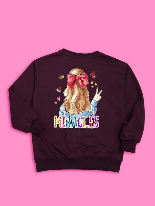 kids front print woolen pullover sweatshirt - 20624430 - Very Small Image - 1