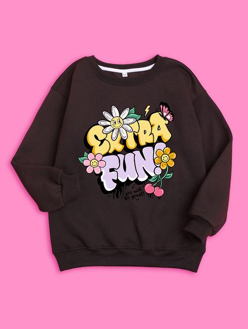 crew neck coffee brown graphic sweatshirt - 20624464 - Very Small Image - 1