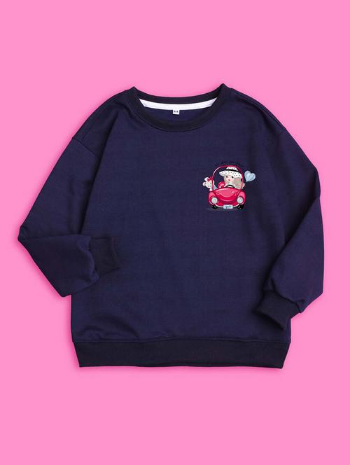 crew neck navy blue graphic sweatshirt - 20624475 - Very Small Image - 1