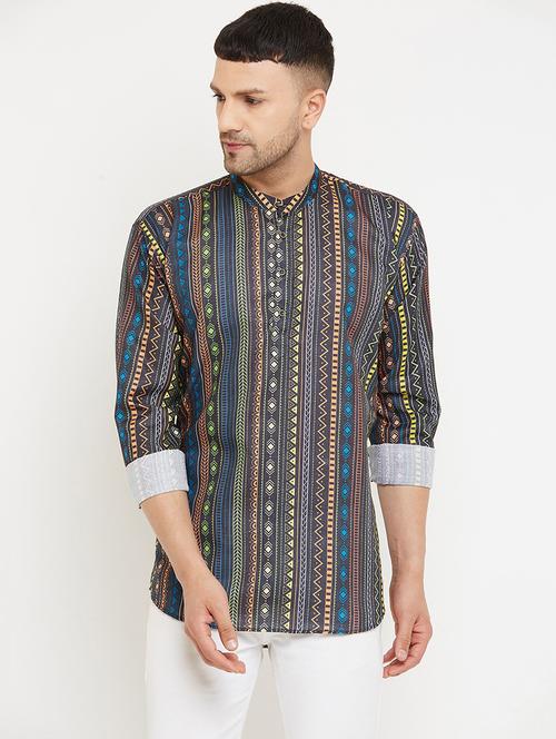 men printed long sleeve casual shirt - 20624546 - Very Small Image - 1