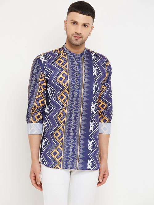 men multi colored printed short kurta - 20624547 - Very Small Image - 1
