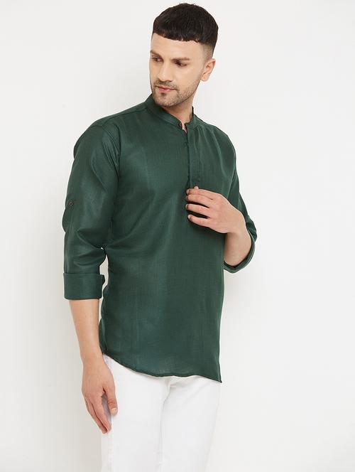 men solid mandarin neck short kurta - 20624571 - Very Small Image - 1