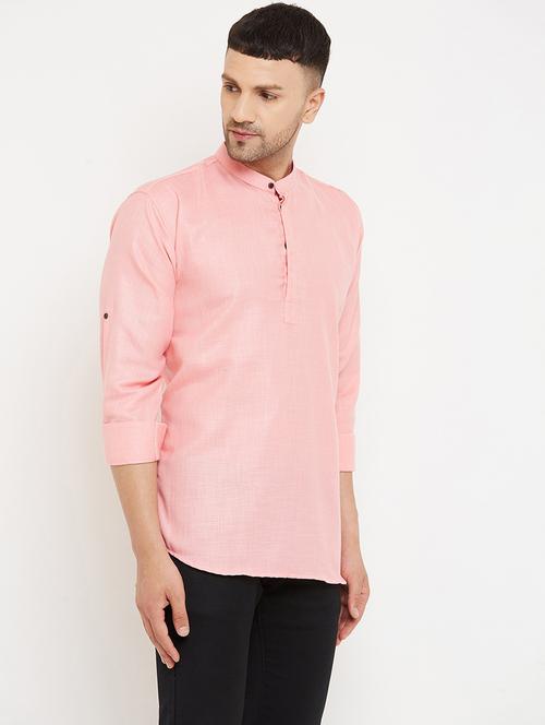men solid mandarin neck short kurta - 20624574 - Very Small Image - 1
