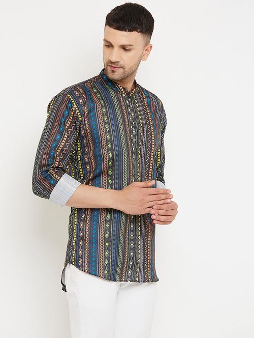men long sleeve cotton short kurta - 20624580 - Very Small Image - 1