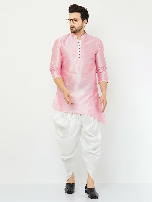 men self design silk asymmetric kurta - 20624600 - Very Small Image - 1