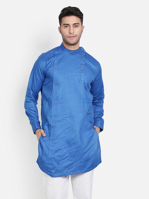 men self design silk long sleeve kurta - 20624605 - Very Small Image - 1